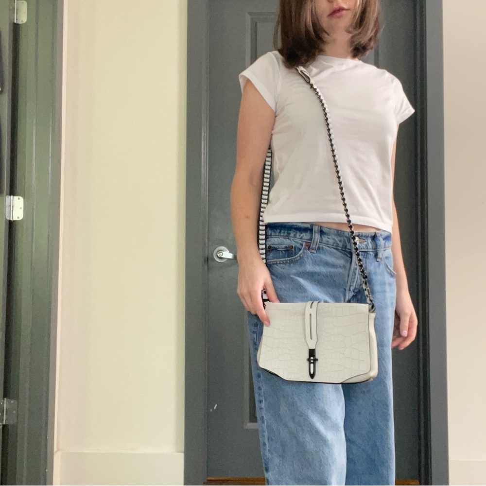 Rag & Bone Ivory Embossed Leather Small Crossbody Bag